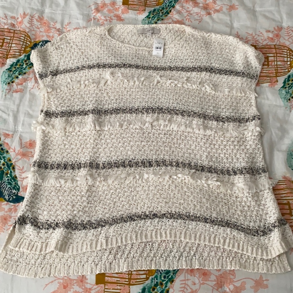 LOFT Fringe Sweater XL New!